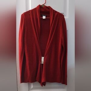 VENUS Deep Red Open-Front Cardigan